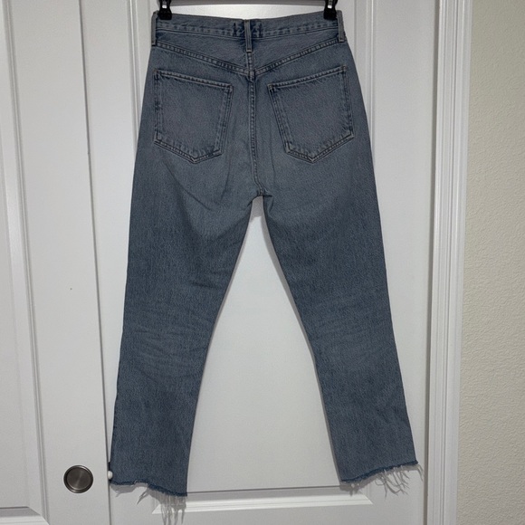 Agolde Riley High Rise Straight Crop - Distressed Hem - Picture 3 of 8